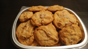 chocolate chip cookies with nuts and raisins